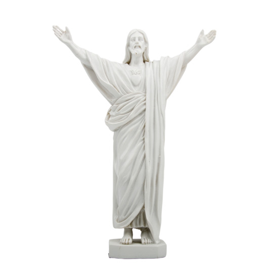 Statue résine peinte à la main du Christ Rédempteur H. 20 cm couleur blanche.