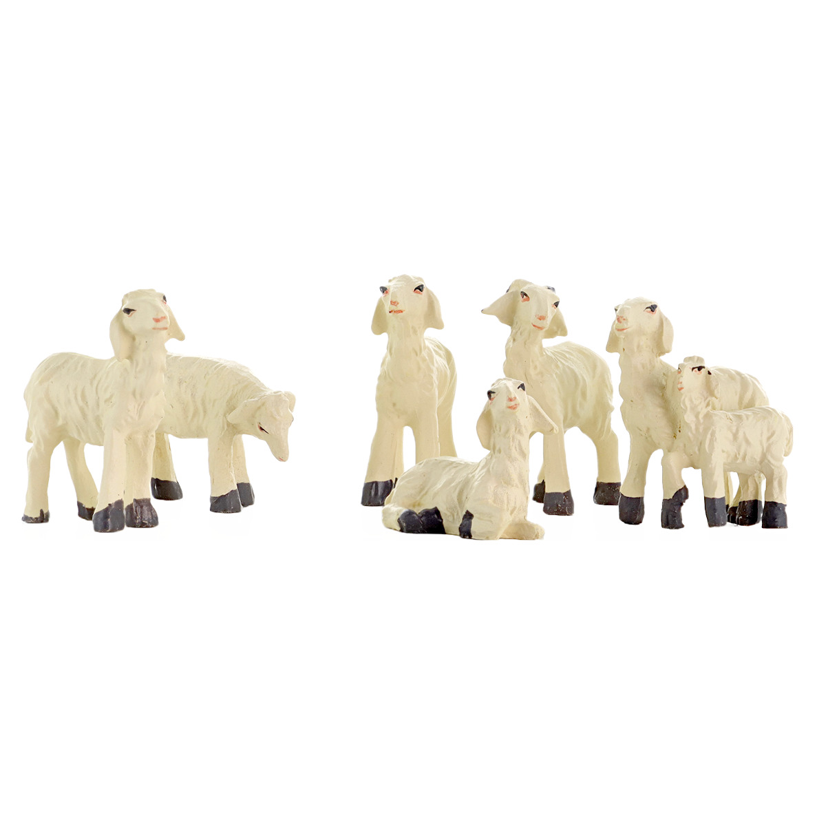 Moutons pour crèche en résine H 4 - 7 cm assortis.