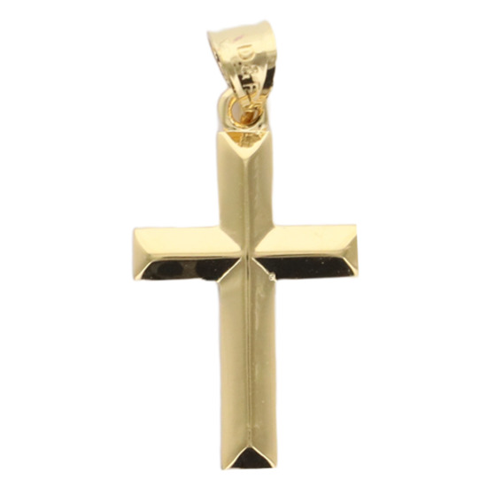 Croix de cou en plaqué or H 1.5 cm Livrée en boîte. 