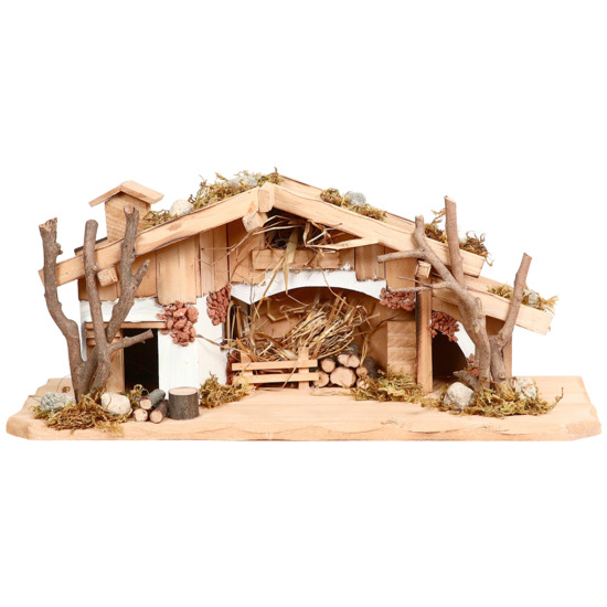 Cabane en bois de pin, décor naturel. H. 13.50 x L. 33 cm.