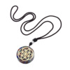 Colliers en nylon avec pendentif en orgonite avec symbole couleur dorée, Ø 3.6 cm. Lot de 5 symbole assortis.