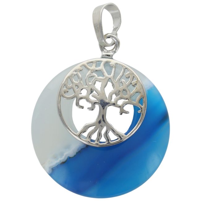 Pendentif avec arbre de vie Ø 2.8 cm, différentes pierres.