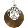 Pendentif avec arbre de vie Ø 2.8 cm, différentes pierres.