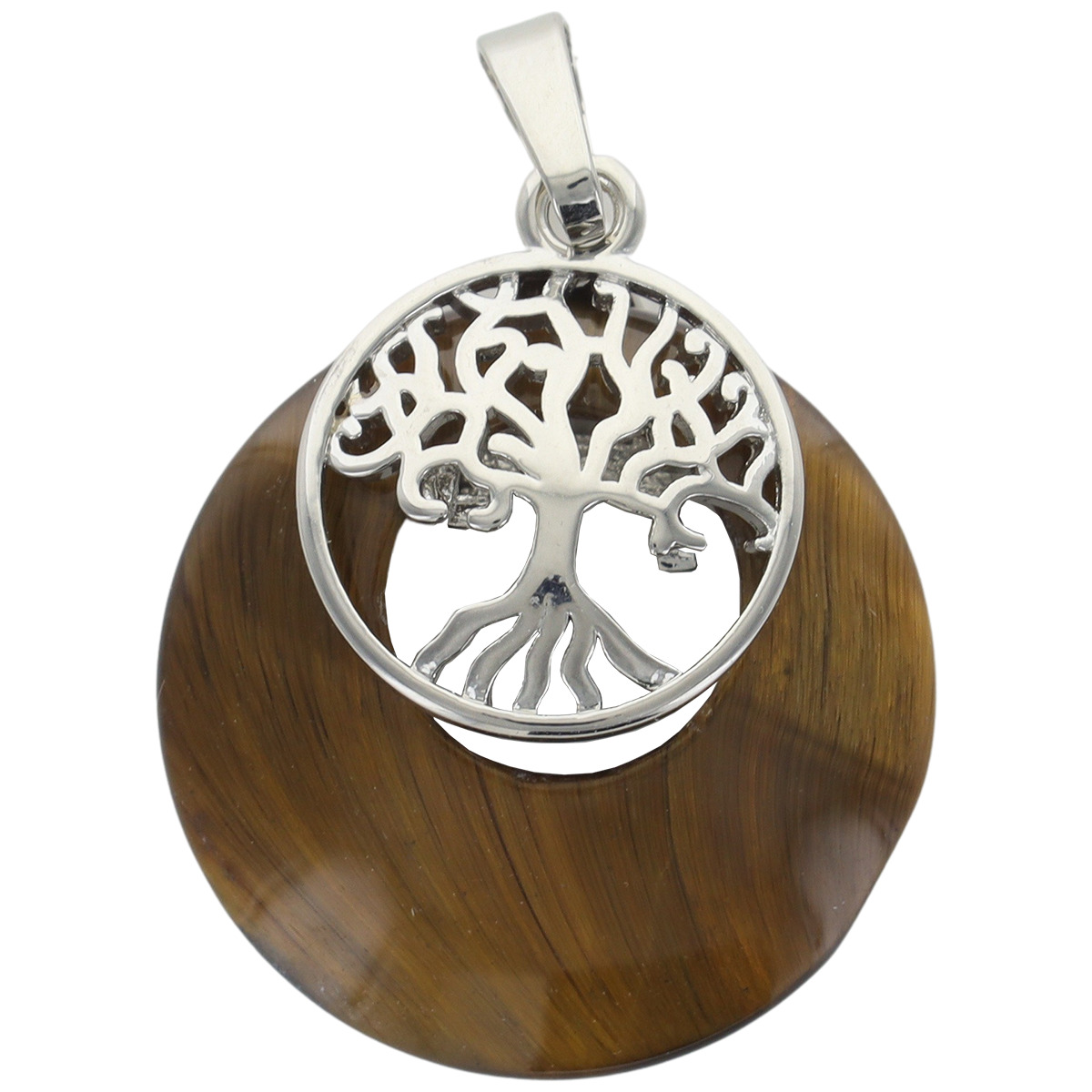 Pendentif avec arbre de vie Ø 2.8 cm, différentes pierres.