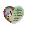 Magnet en résine en forme de coeur H. 6 x 6.5 cm, avec prière pour la maison et résine de diiférents Saints.