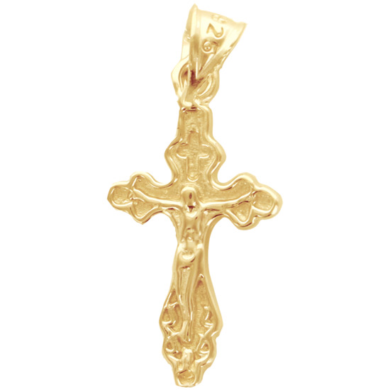 Croix de cou Grecque en plaqué or H. 1,8 cm. Livrée en boîte. 