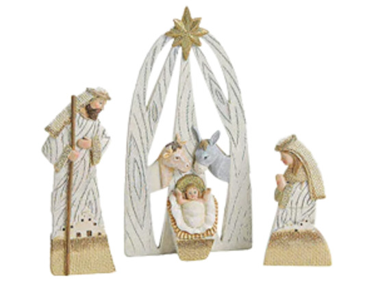 Sainte Famille en résine 3 pièces couleur beige L. 13 x H. 20