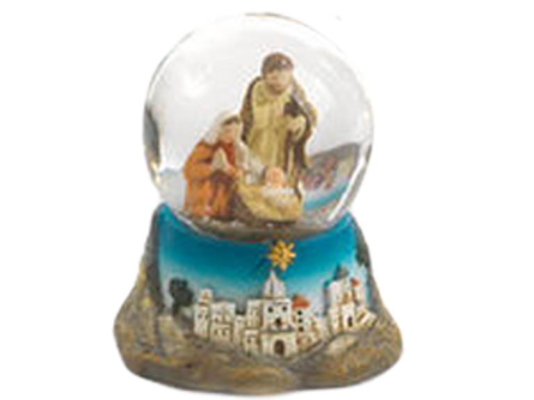 Boule de neige avec la nativité et décor. H.6.40 cm.