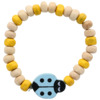 Bracelet dizainier pour enfant, grains en bois et coccinelles de différentes couleurs Ø  5 mm. LOT DE 10 ASSORTIS.