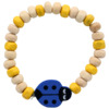 Bracelet dizainier pour enfant, grains en bois et coccinelles de différentes couleurs Ø  5 mm. LOT DE 10 ASSORTIS.