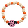 Bracelet dizainier pour enfant, grains en bois et coccinelles de différentes couleurs Ø  5 mm. LOT DE 10 ASSORTIS.