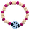 Bracelet dizainier pour enfant, grains en bois et coccinelles de différentes couleurs Ø  5 mm. LOT DE 10 ASSORTIS.