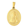 Médaille en acier inoxydable de couleur dorée H. 2.1 cm. Existe avec différents Saints. 