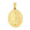 Médaille en acier inoxydable de couleur dorée H. 2.1 cm. Existe avec différents Saints. 