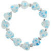 Bracelet sur élastique grains forme coeur style murano H. 1.2 cm. LOT DE 5 BRACELETS ASSORTIS.