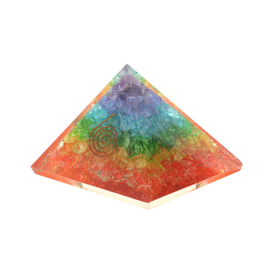 Pyramide Orgonite 7 Chakras, L. ~7.5 cm.