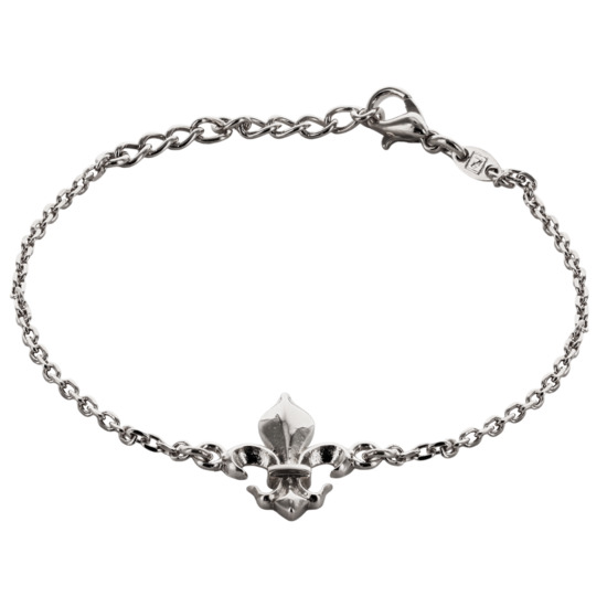 Bracelet avec fleur de lys 1.5 cm en argent 925 °/°° . Livrée en boîte. 