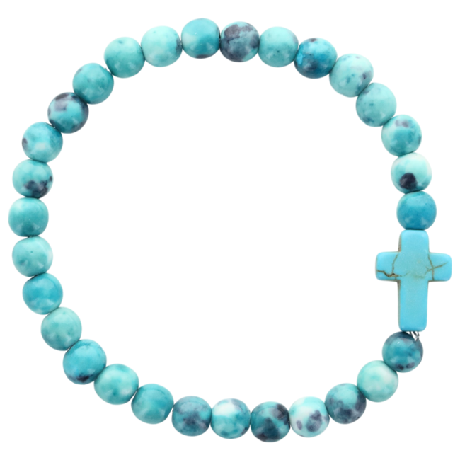 Bracelet sur élastique en pierre de turquoise synthétique existe de différentes couleurs marbrés Ø 7 mm.